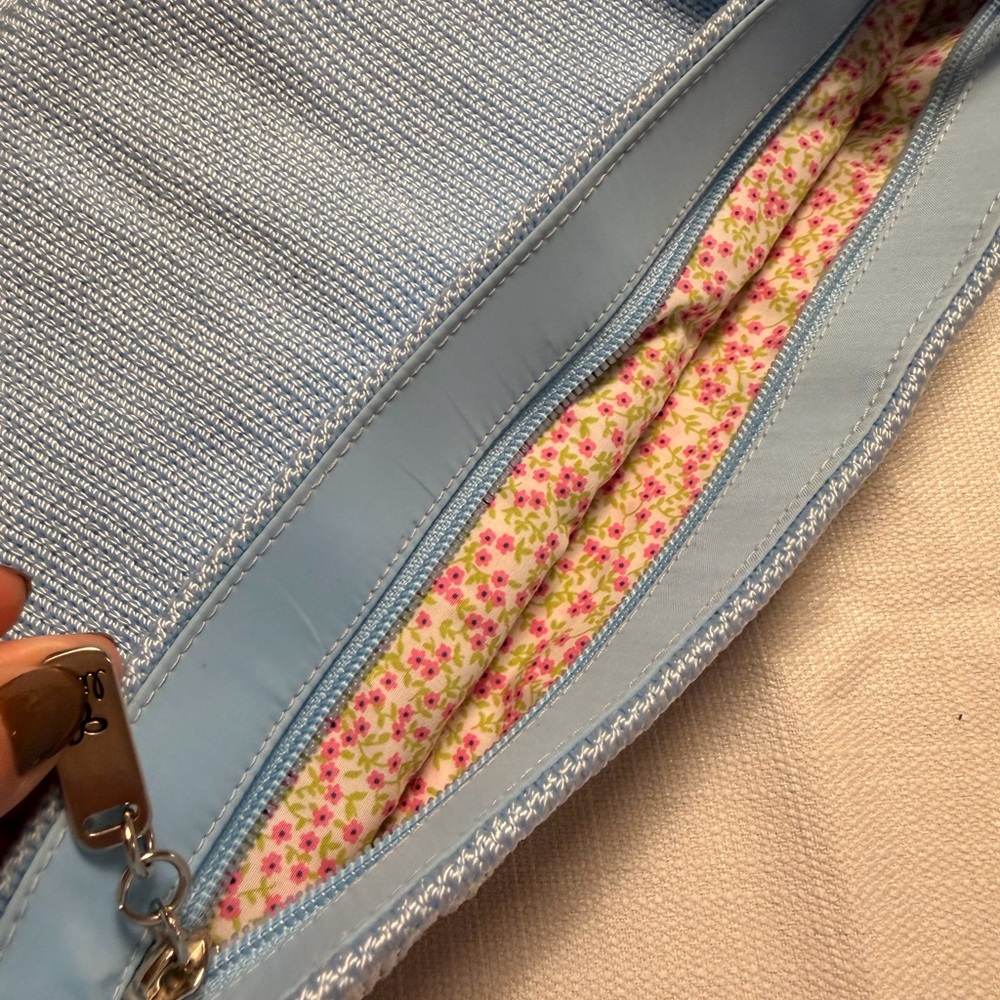 Lina Light Blue Woven Shoulder Bag with Braided Strap - Picture 5 of 5